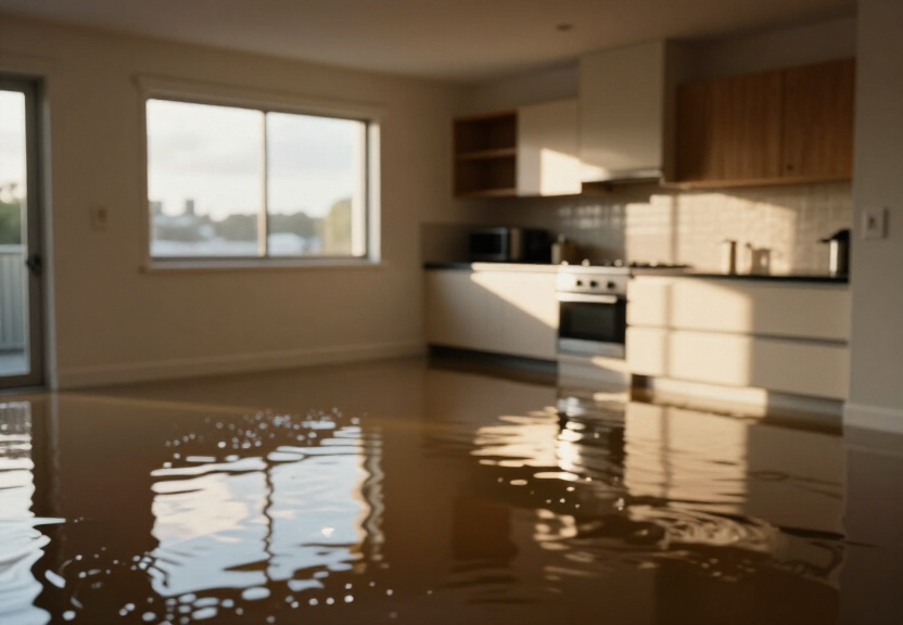 Flooded retail space in Sandringham before water extraction